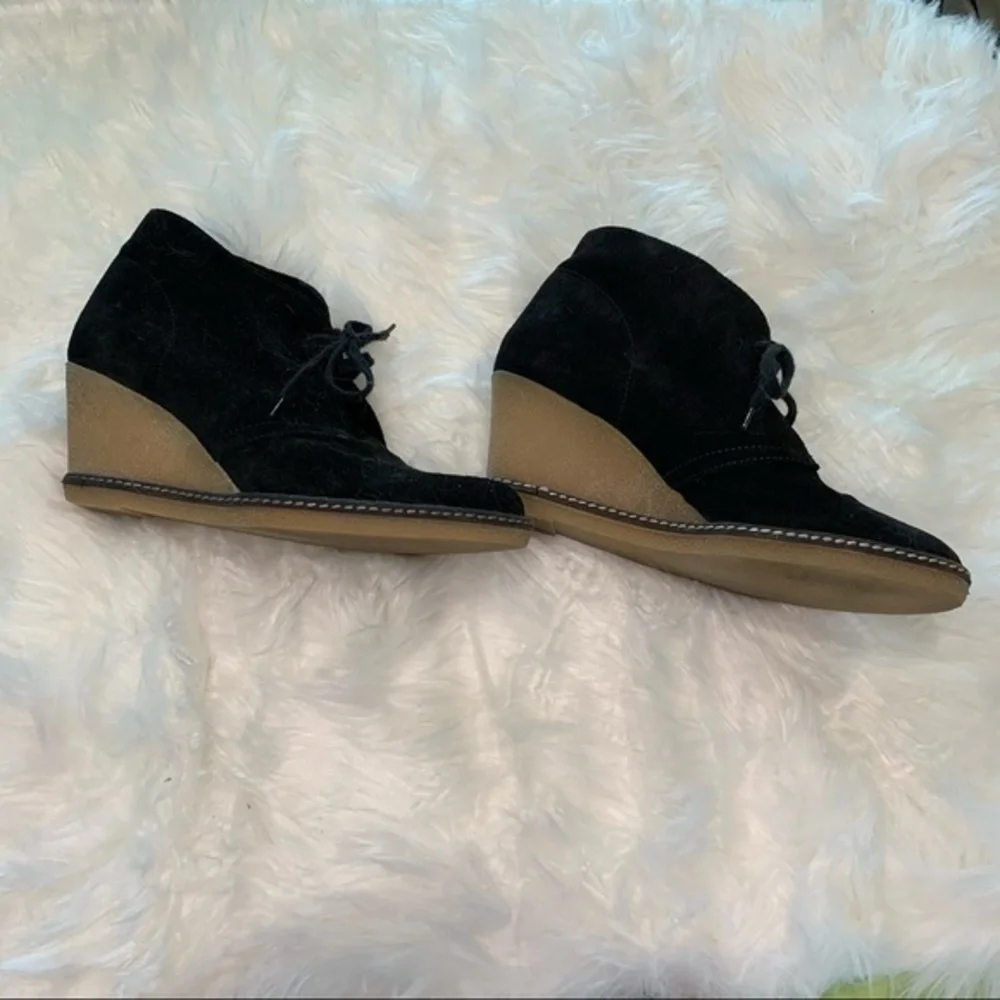 J.‎ Crew black wedge booties leather suede size 8